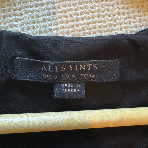 All Saints Annis Dress Black Asymmetrical Ruched Sheath Dress - Picture 3 of 6